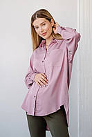 Блуза сорочка для вагітних і годуючих бавовняна вільного крою пудрова, 3101755-П