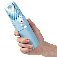 Детский микрофон для караоке беспроводной LOSSO KIDS K9 Premium портативный голубой