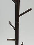Вішалка-стійка підлогова з дерева темно-коричневого кольору, фото 4