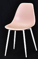 Стул Nik Metal-WT розовый 63, пластиковый стул на белых металлических ножках Eames стиль модерн