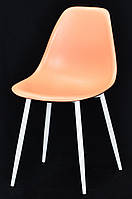 Стул Nik Metal-WT розовый 64, пластиковый стул на белых металлических ножках Eames стиль модерн