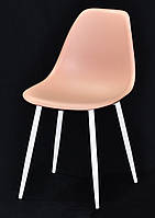 Стул Nik Metal-WT розовый 65, пластиковый стул на белых металлических ножках Eames стиль модерн