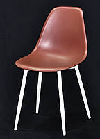 Стул Nik Metal-WT коричневый 120, пластиковый стул на белых металлических ножках Eames стиль модерн