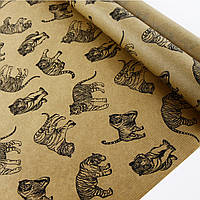 Новорічна пакувальний папір "Крафт з принтом тигри" 70х100