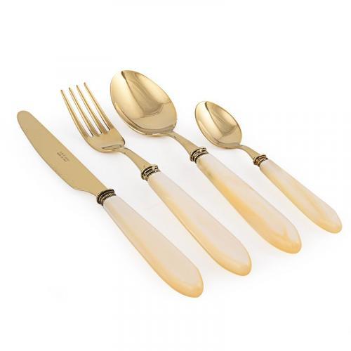Набір столових приборів Domus&Design Boston Antique Gold Gold Champagne Pearl 24 шт CD26BOAGG/CH