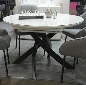 Стіл Caezar T-7479 глянсова кераміка білий мармур White Glass Ceramic HY03 1200х1200 (+400)х760 мм, фото 2