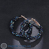 Сережки сережки Кола кільця сині Blue каміння кристали стильні вечірні, фото 3