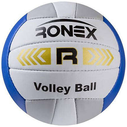 М'яч волейбольний Ronex Orignal Grippy "R" сірий/білий/синій, фото 2