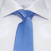 Чоловіча краватка вузька однотонна. Синій.