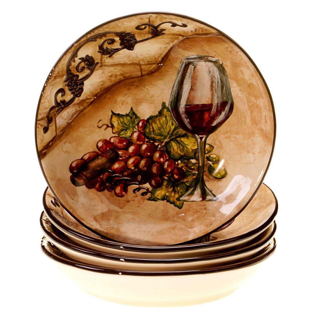 Набір тарілок для супу з кераміки з об'ємним декором, 4 шт. "Тосканський натюрморт" Certified International