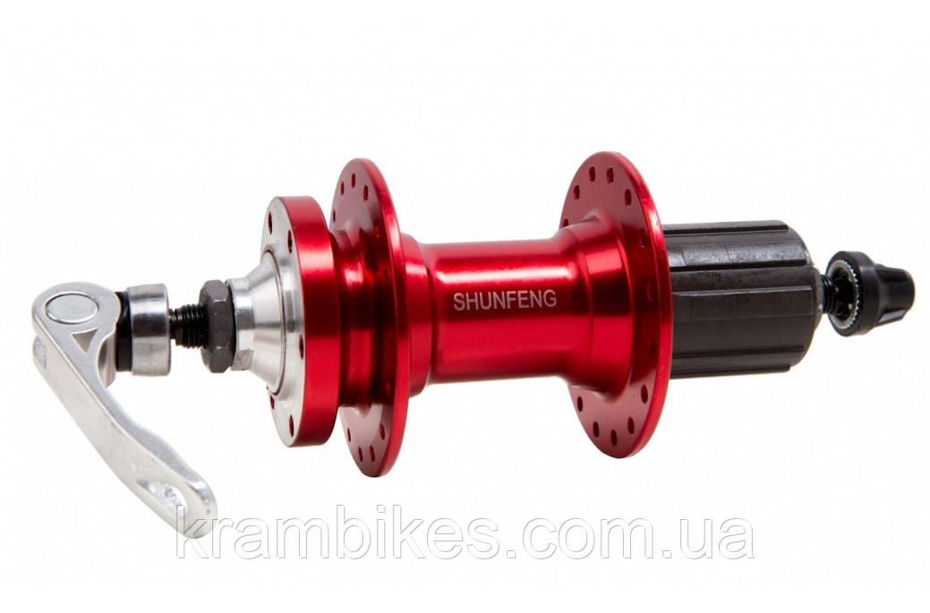 Втулка велосипедна задня під диск 36 SHUNFENG  SF-A217R эксцентр. пром. червона