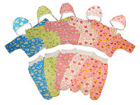 Комплект для новонародженого повзуни сорочечка чепчик бавовна легка, дитячий набір в пологовий будинок ясельний 22