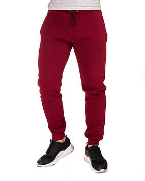Бордові чоловічі утеплені спортивні штани на флісі тринитка спортивні штани, зимові спортивні штани