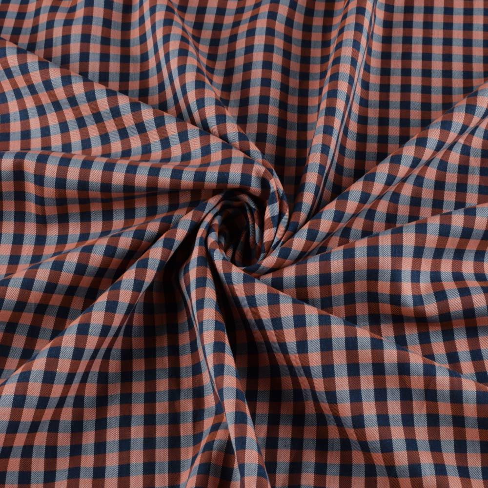 Коттон сорочковий в клітку помаранчево-синє ш.151 (19305.006)