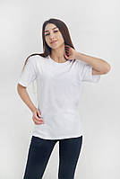 Женская белая однотонная футболка хлопок, футболка женская свободный крой белого цвета S M L XL XXL размеры