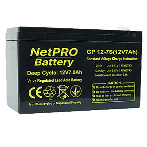 Акумулятор NetPRO GP 12-7S(12V/7Ah C20), фото 3