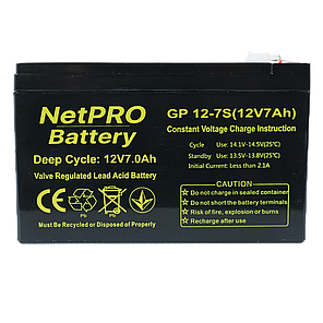 Акумулятор NetPRO GP 12-7S(12V/7Ah C20), фото 4