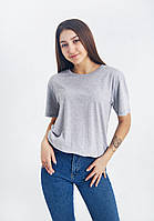 Женская серая однотонная футболка свободного кроя хлопок плотность160г, футболка женская меланж s m l xl xxl