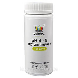Індикаторні смужки на pH 4-8 (100 шт.) UKRHIM TS-PH 8-100