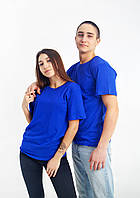Мужская футболка однотонная синяя, хлопок ,футболки базовые синего цвета однотонные взрослые и детские