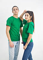 Мужская однотонная зеленая футболка , хлопок 100% плотность160, однотонные зеленые футболки взрослые и детские XL