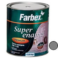 Емаль алкідна фарба сіра глянсова ТМ " Farbex 2,8 кг (107885), Сірий, Сірий