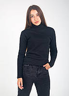 Водолазка жіноча щільна чорна тепла, гольф жіночий теплий зимовий чорного кольору ефект термобілизни m-xxl