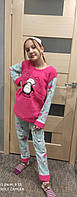 Пижама флиссовая детская девочке и подростку,розовая пижама детская махровая девочке с маской для сна 9-15 лет