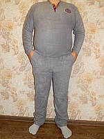 Флисовая мужская пижама однотонная турецкая , серая флисовая мужская домашняя пижама М-XXL