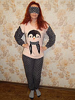 М'яка зимова піжама турецька жіноча фліс із маскою для сну, махрова жіноча піжама з пінгвіном m l xl xxl