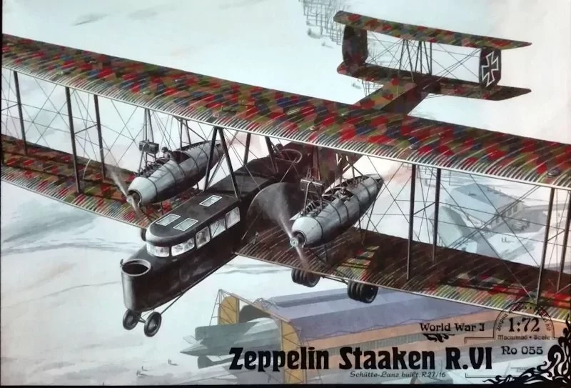 Zeppelin Staaken R. VI. Збірна модель літака німецького пожежника в масштабі 1/72. RODEN 055