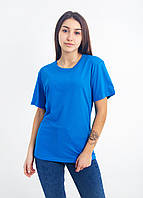 Женская однотонная футболка голубая хлопок , Футболка летняя голубого цвета женская мужская s m l xl xxl