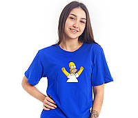 Футболка синяя Гомер Симпсон, хлопок 100% плотность 160 , дизайнерская футболка симпсоны M