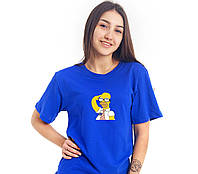 Футболка синяя Симпсоны, хлопок 100% плотность 160 , дизайнерская футболка гомер симпсон