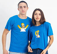 Футболка голубая Симпсоны, хлопок 100% плотность 160 , дизайнерская футболка гомер симпсон
