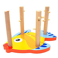 Розвиваюча іграшка Fun Game дерев'яна пірамідка «Рибка» конструктор сортер 18*10*15 см (61639), фото 4