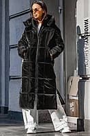 Пальто-пуховик Yavorsky Велькотта теплый из плащевки с бархатистым эффектом с капюшоном длина миди Gy1992