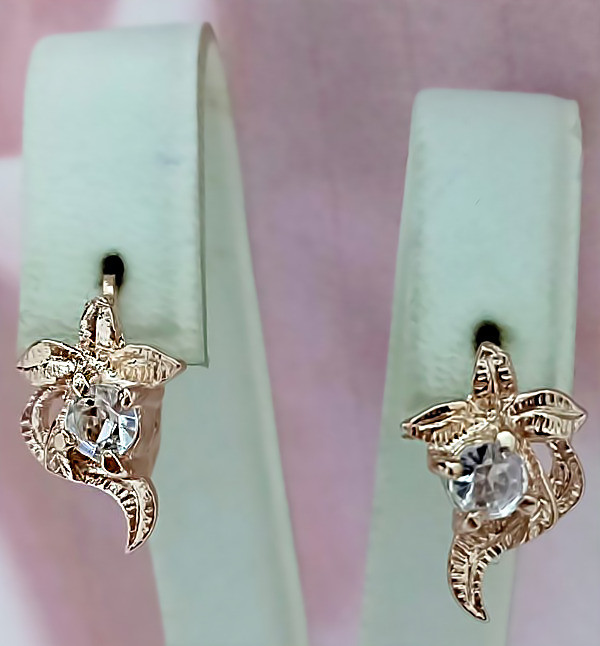 Серьги булькатні з фіанітами. (Англійська застібка) Висота сережки 1,5 см завширшки 10 мм