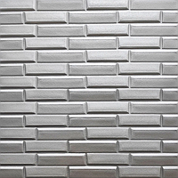 Панель стінова самоклеюча декоративна 3D кладка срібло 700 х 770 х 7 мм (034), Срібло, Срібло