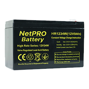 Акумулятор NetPRO HR1234W 12В 9Аг (12V/9Ah High Rate), фото 2