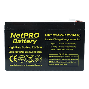 Акумулятор NetPRO HR1234W 12В 9Аг (12V/9Ah High Rate), фото 2