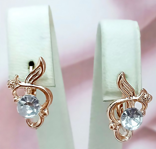 Серьги булькатні з фіанітами. (Англійська застібка) Висота сережки 1,5 см завширшки 10 мм