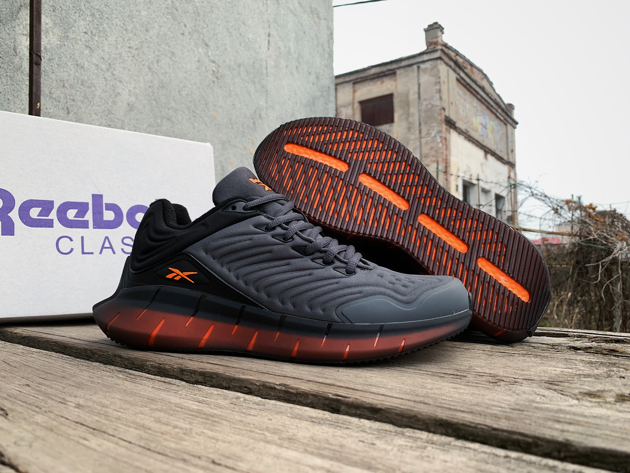 Чоловічі зимові утеплені кросівки Reebok Zig Kinetica сірі на флісі