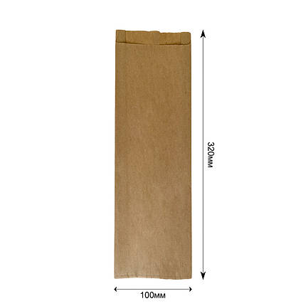 Паперовий саше пакет крафт бурий 320х100х40 мм 1уп/100шт / Крафтові саше пакети для харчових продуктів, фото 1