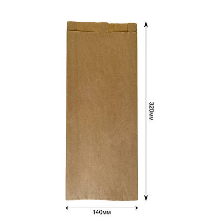 Паперовий Пакет Саше Бурий Крафт 320 х 140 х 50 мм 1уп/100шт, фото 1