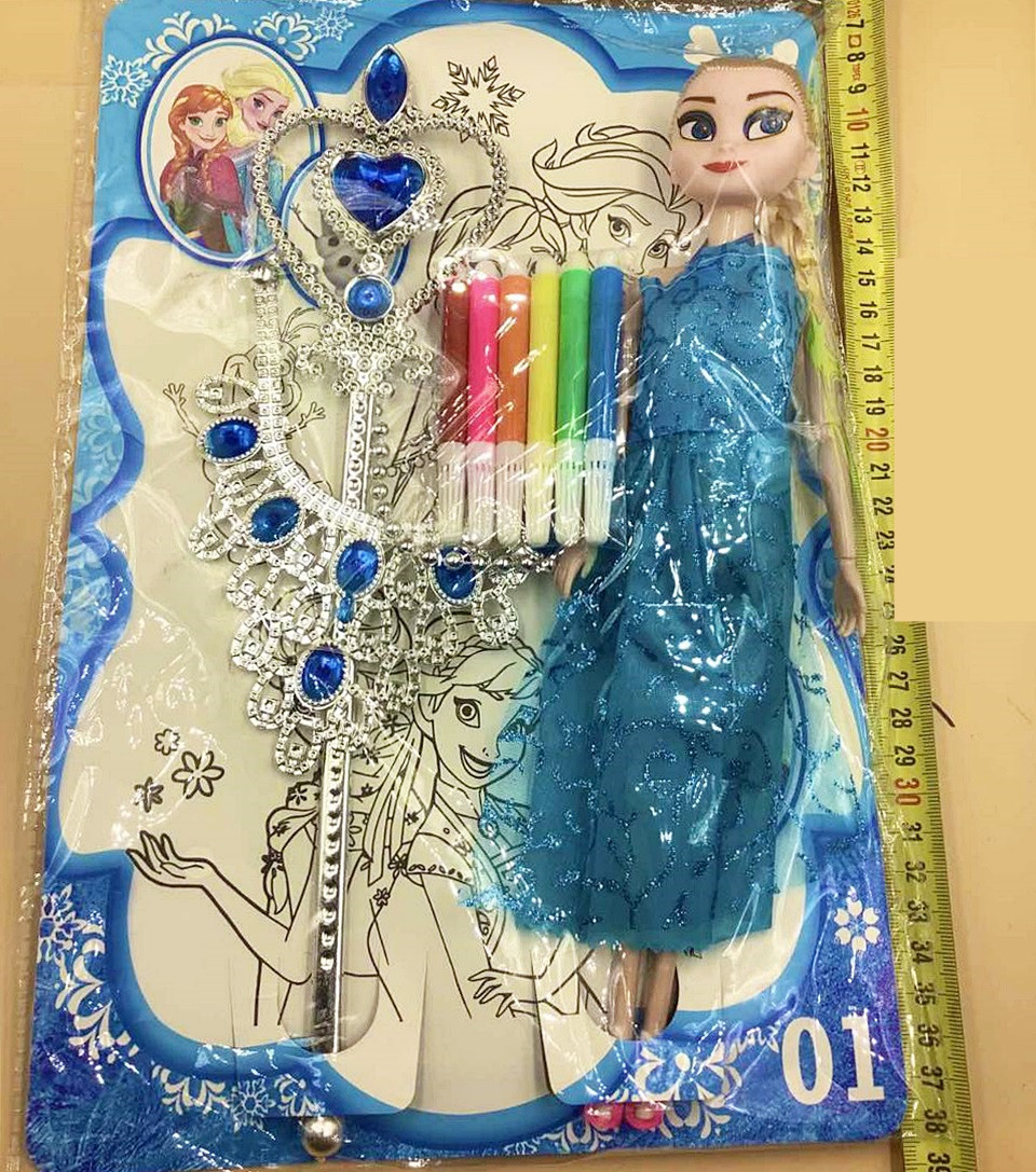 Лялька Ельза, корона, чарівна паличка, забарвлення,фломастери