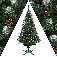 Пухнаста ялинка з шишками 2,2 м зелена штучна "Імператор", красива Новорічна Ялинка ПВХ з шишками