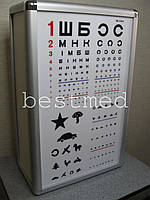 Осветитель таблиц ОТ-2,5 с украинскими буквами для проверки остроты зрения с 2,5-й метров