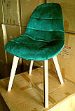 М'який стілець SDM Лорена зелений на дерев'яних ніжках, фото 2