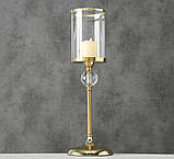 Підсвічник на високій ніжці з металу в золоті h51см, фото 4